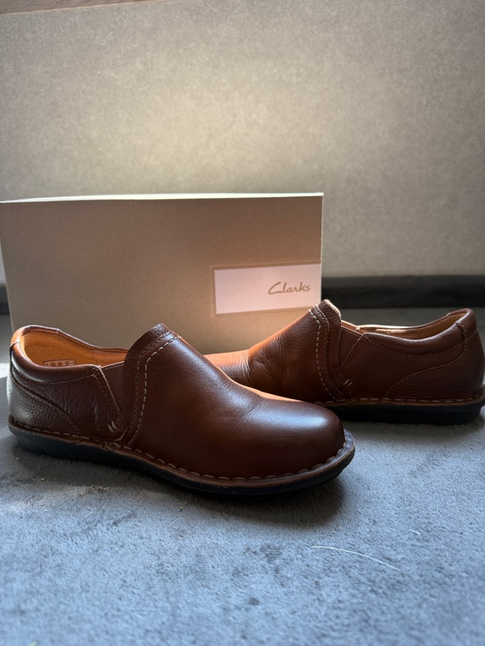 Clarks Slip-On Loafers - Brown Leather